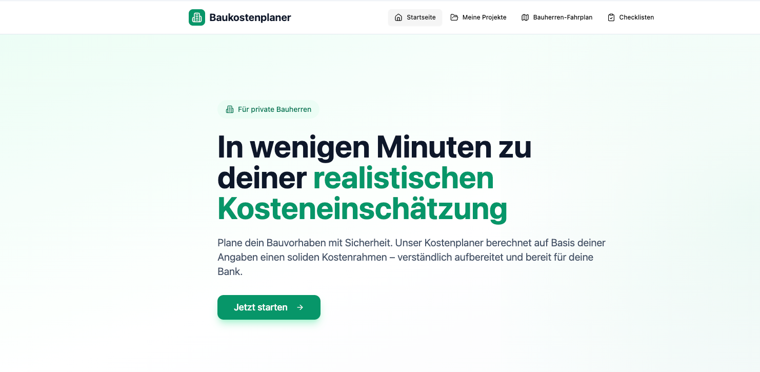 Bau-Projektkostenplaner für Bauherren – 12 Monate Zugang