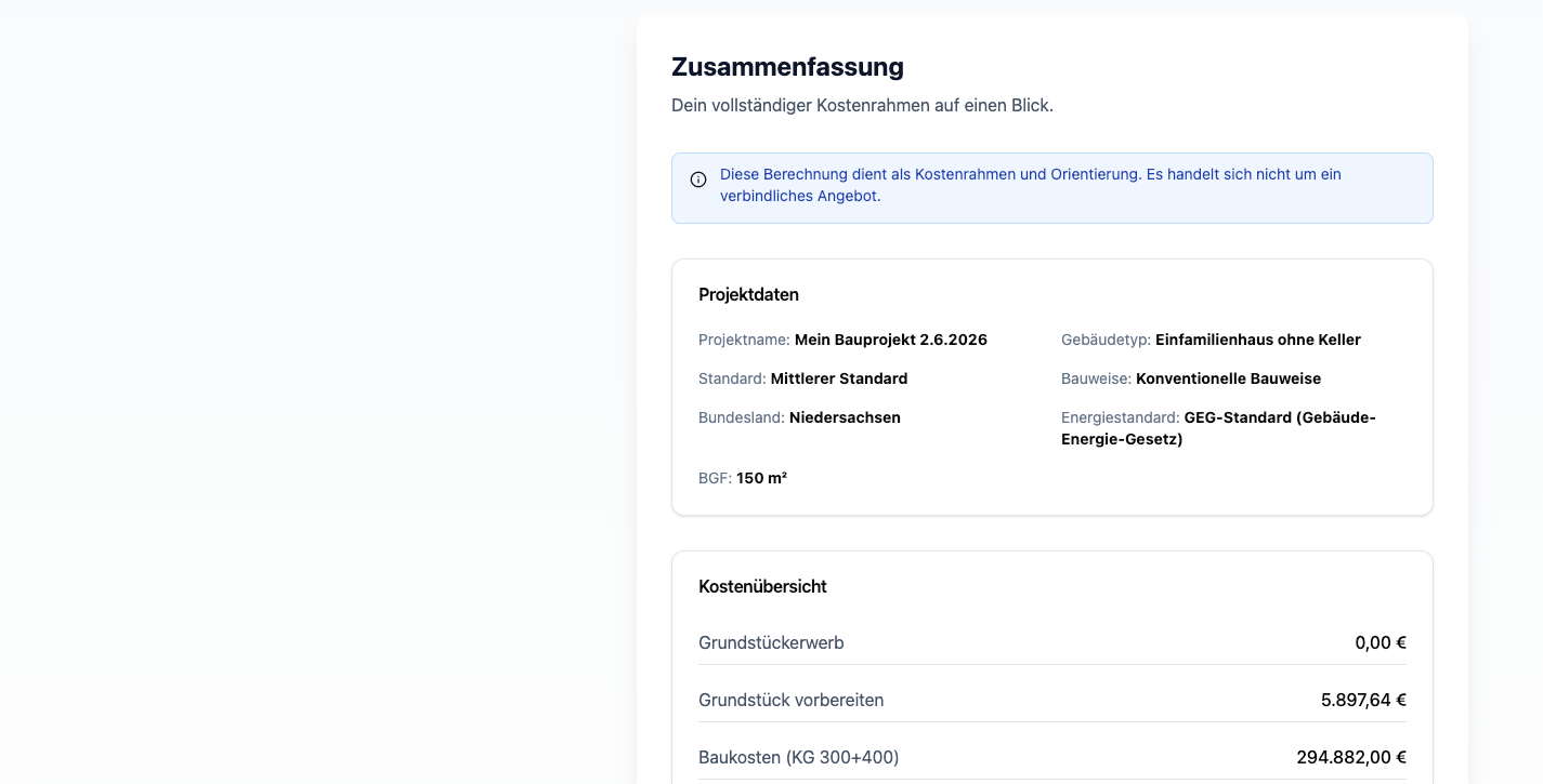 Bau-Projektkostenplaner für Bauherren – 12 Monate Zugang